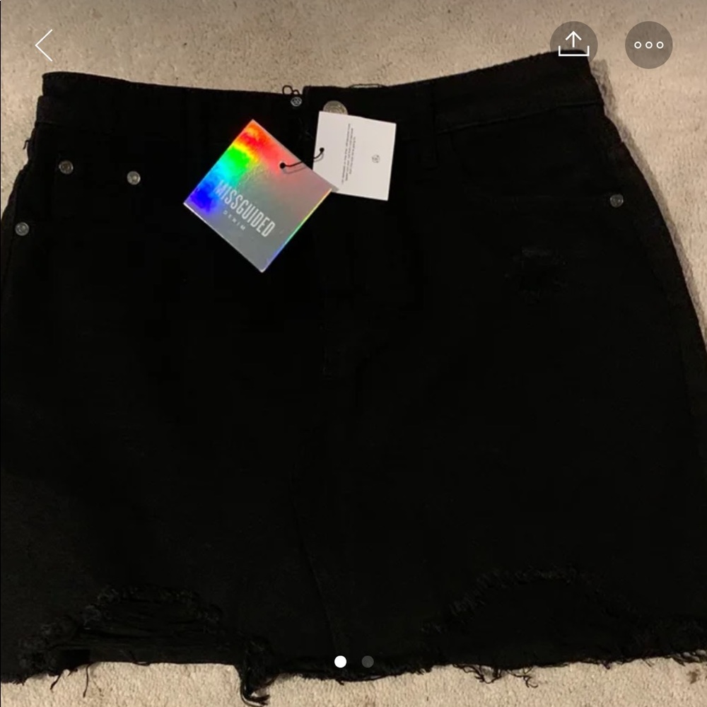 BRAND NEW Black Frayed Hem Denim Skirt